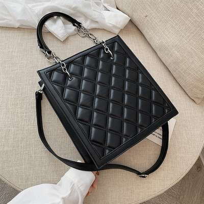 

Bag female new fashion rhombic hand shoulder bag wild simple chain tote bag tide