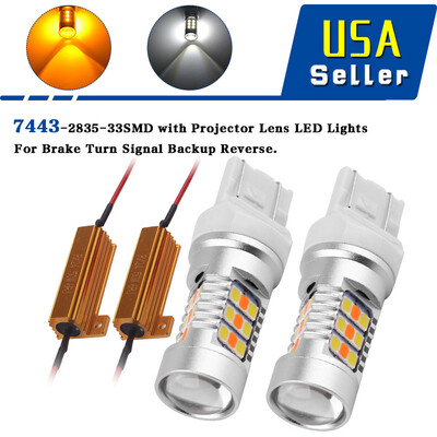 

4x 7443 7440 WhiteAmber Switchback 33SMD LED Turn Signal Light Bulbs Resistors
