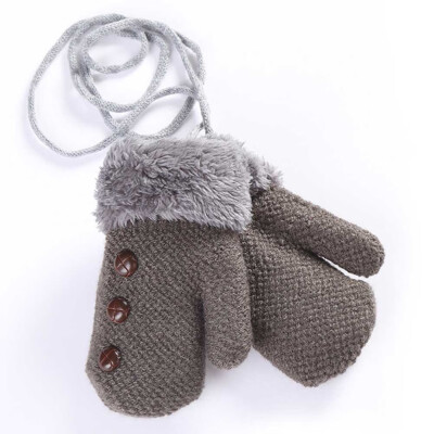 

Winter Kids Boy Girl Wool Gloves Warm Rope Full Finger Gloves Thickening Plus Velvet Gloves