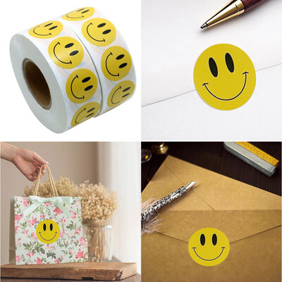 

Siaonvr Natural Kraft Smile Stickers Appreciation Labels 1Roll 100 Pcs Adhesive Sticker