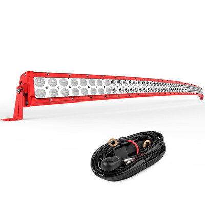 

52" 700W Red LED LIGHT BAR FLOOD SPOT COMBO OFFROAD DRIVING 4WD Boat Free Wiring