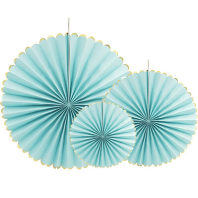 

FUNNYBUNNY 3PCS Paper Fan Flower Gilded Crescent Birthday Party Origami Fan Set Paper Flower Fan Stereo Pull Flower Background Dec