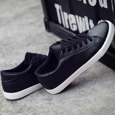 

2018 new spring tenis feminino lace-up white shoes woman PU Leather solid color female shoes casual women shoes sneakers