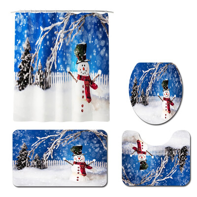 

〖Follure〗4PCS Non Slip Toilet Polyester Cover Mat Set Bathroom Shower Curtain