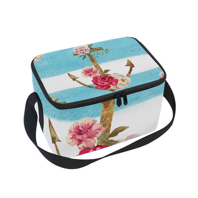 

Lunch Box Insulated Lunch Bag Large Cooler Nice Flower Anchor Tote Bagfor Kids Men Women