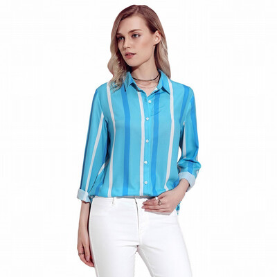 

Suit collar color long sleeve business white collar blouse top
