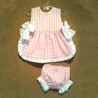 

Newborn Baby Girls Plaids Backless Tops Shirt Pants Briefs Outfits Clothes Set