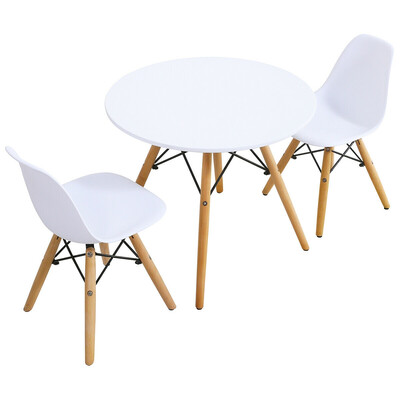 

Kids Modern Dining Table Set with 2 Armless Chairs