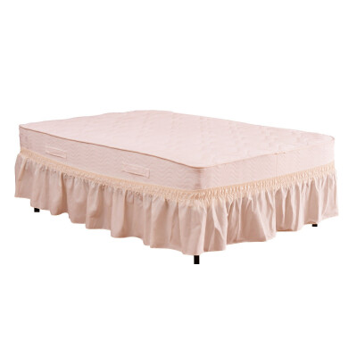 

Twin Full Size Around Bed 14" Elastic Wrap Ruffle Bed Skirt-Beige