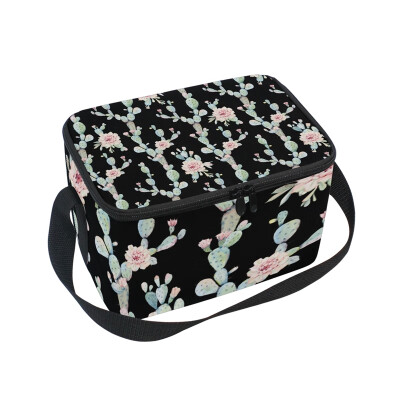 

ALAZA Insulated Lunch Box Cactus Pear Flowers Lunch Bag for Men Women Portable Tote Bag Cooler Bag