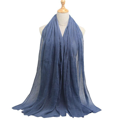 

Women Solid Pleated Scarf Hijabs Oversized Large Muslim Middle East Islam Long Scarves Shawls