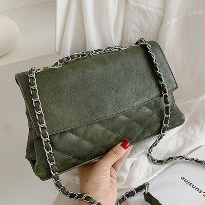 

Chic retro texture package 2019 new Korean version of the one - shoulder oblique slung fashion rhombus small square bag