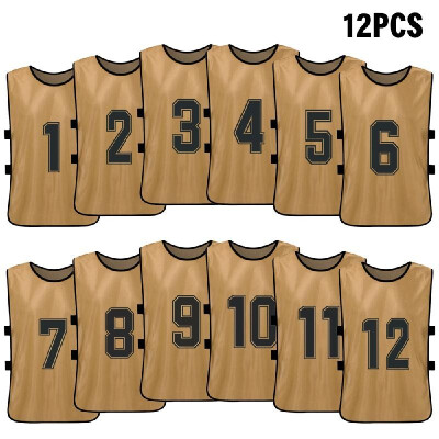 

12 PCS Adults Soccer Pinnies Quick Drying Football Team Jerseys Youth Sports Scrimmage Soccer Team Training Numbered Bibs Practice