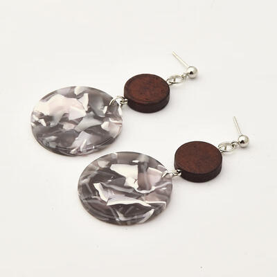 

Korean Popular Geometric Round Wooden Earrings Acrylic Dangle Drop Earrings For Women Acetic Acid Earings Fashion Jewelry 2019