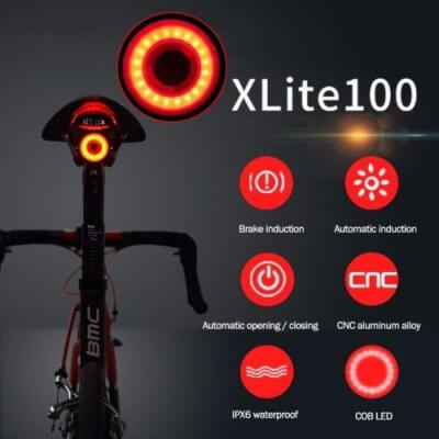 

XLite100 Waterproof Bicycle Smart Brake Light Sense LED USB Tail Light Rear Lamp