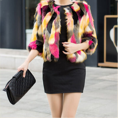 

Womens Winter Jacket Warm Colorful Faux Fur Coat