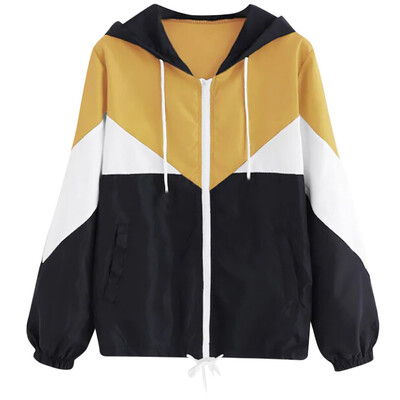 

Toponeto Women Autumn Long Sleeve Thin Skin suits Hooded Zip Stitching Coat