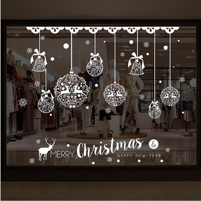 

Christmas Shop Window Decoration Wall Removable Stickers Christmas Bells Deer