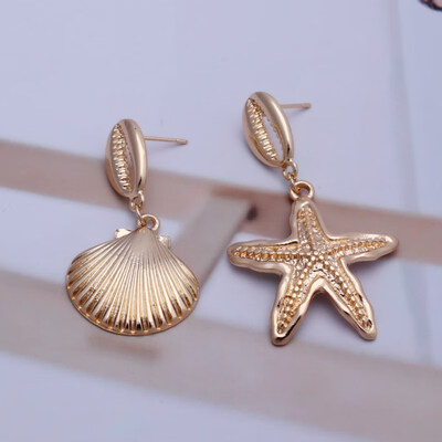 

EK649 Big Shell Drop Earrings For Women Creative Starfish Conch Cowrie Hanging Brincos Statement Earrings Boho Beach Jewelry