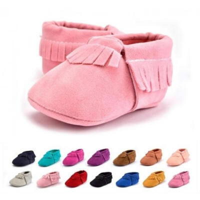 

Baby Soft Sole suedeLeather Shoes Infant Boy Girl Toddler Moccasin 0-18m