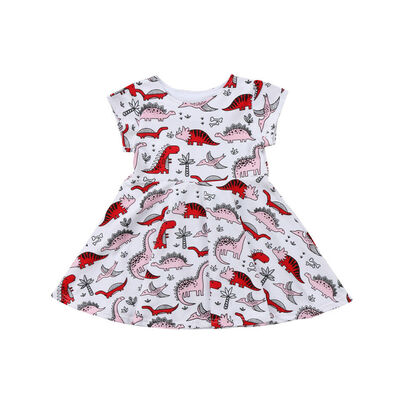 

SUNSIOM Kids Baby Girls Cartoon Dinosaur Short Sleeve Casual Dress Outfits Summer Mon