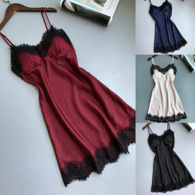 

AU Women Sexy Lace Lingerie Satin Sleep Dress Nightwear Sleepwear Skirt Fashion