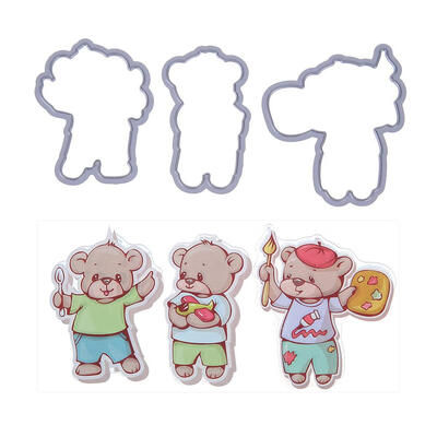 

3pcs Bear Silicone Clear Stamp Cutting Dies Stencil Frame Scrapbook Craft