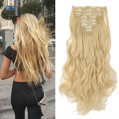 

8 PcsSet Fashion Long Curly Wavy Straight Clip In Hair Extension Sexy Heat Resistant Party Hair Natural Synthetic Hair For Women