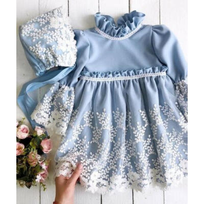 

Princess Kids Baby Girls Lace Dress Long Sleeve Party Pageant DressHat Clothes