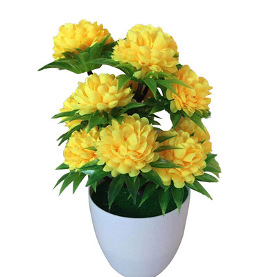 

1Pc Artificial Chrysanthemum Bonsai Potted Plant Landscape Home Floral Decor