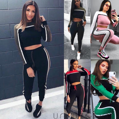 

2Pcs Women Tracksuit Hoodies Sweatshirt Pants Sets Sportwear Jogging Sweat Suit