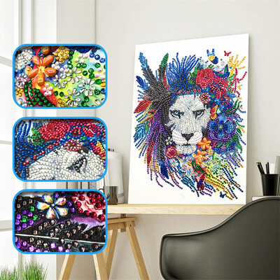 

Gobestart Special Shaped Diamond Painting DIY 5D Partial Drill Cross Stitch Kits Crystal R