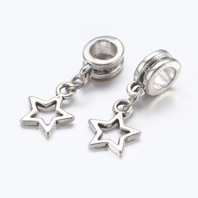 

Alloy European Dangle Beads Star Antique Silver 23mm Hole 5mm