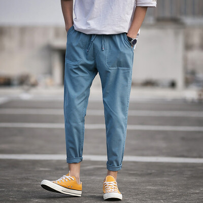 

Gobestart New Style Mens Korean Version Of The Solid Color Loose Large Size Beam Straig