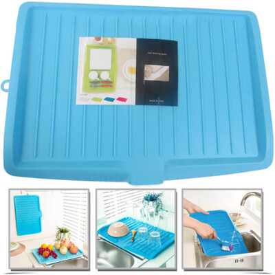 

Plastic Worktop Dish Drainer Drip Tray Large Kitchen Sink Drying Rack Holder Set