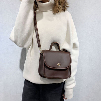 

Tailored Women Saddle Bag Lock Handbag Retro Simple Shoulder Bag Messenger Bag