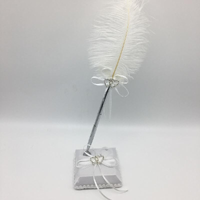 

Wedding Signing Pen Feather Pen with Holder Wedding Signature Pen Set Decoration Supplies for Guest Book