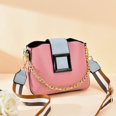 

Bag womens summer fashion chain messenger bag square buckle foreign style shoulder bucket bag simple Joker