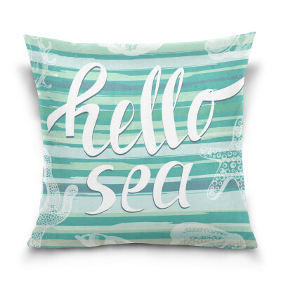 

ALAZA 16 X 16 inch Pillow Case Decorative Cushion Cover Hello Sea Pattern Pillowcase