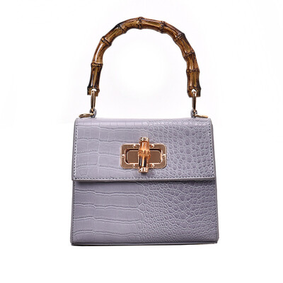 

2019 New Alligator Pattern Small Women Square Handbag Bamboo Handle Tote Bag Luxury Brand Designer Lady Shoulder Crossbody Bag