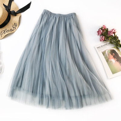 

Fashion Women Skirts Tulle Pleated Layered With Slip High Waist A-Line Girl Skirt