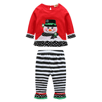 

Kids Girls Christmas Cute Snowman Long Sleeve Tops Pants Clothes Outfit Set
