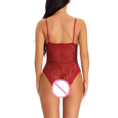 

Toponeto Women Sexy Sling Underwear Temptation Lace Pajamas Solid Color Jumpsuit