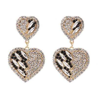 

JURAN Vintage Boho Statement Crystal Heart Drop Earrings Ethnic Antique Heart-shaped Jewelry Birdal Wedding Party Accessories