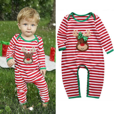 

Xmas Infant Baby Boy Girl Deer Tops Romper Jumpsuit Bodysuit Outfit Clothes Set