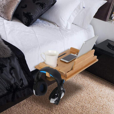 

Natural Bamboo Bedside shelf Bed Tray Dorm Room Nightstand for Students Organizer