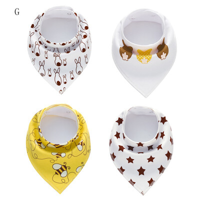 

Cotton Baby Bibs Newborn Triangle Feeding Nursing Bandana Burp Cloths 4Pcs
