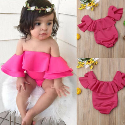 

USA XMAS Newborn Baby Girl Cotton Princess Ruffle Off Shoulder Romper Clothes