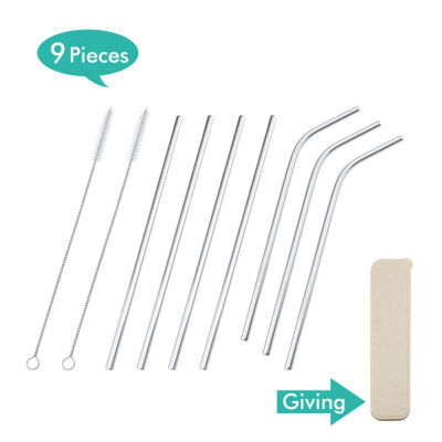 

9pcspack Colorful Stainless Steel Metal Drinking Straws Straight And Bent Reusable Filter With Brush Diy Tea Coffee Bar Tools