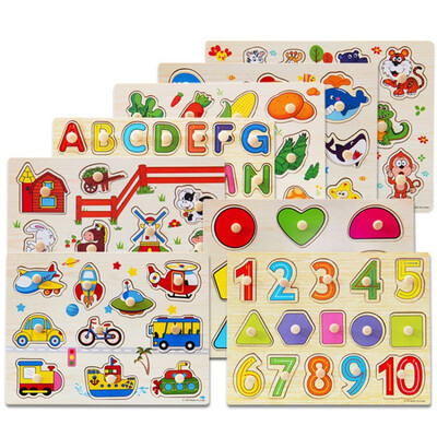 

Baby Hand Grasp 3D Wooden Puzzles Toy Tangram Jigsaw Board Kids Educational Wooden Toys